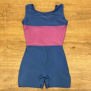 Danskin Gymnastics Leotard little Girls size 5-6 GUC blue purple
